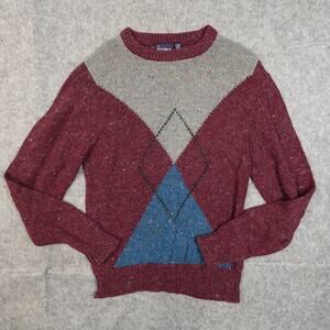 Vintage The Sundays Sweater Mens Medium Wool Blend Argyle Knit Crew Neck Grandpa